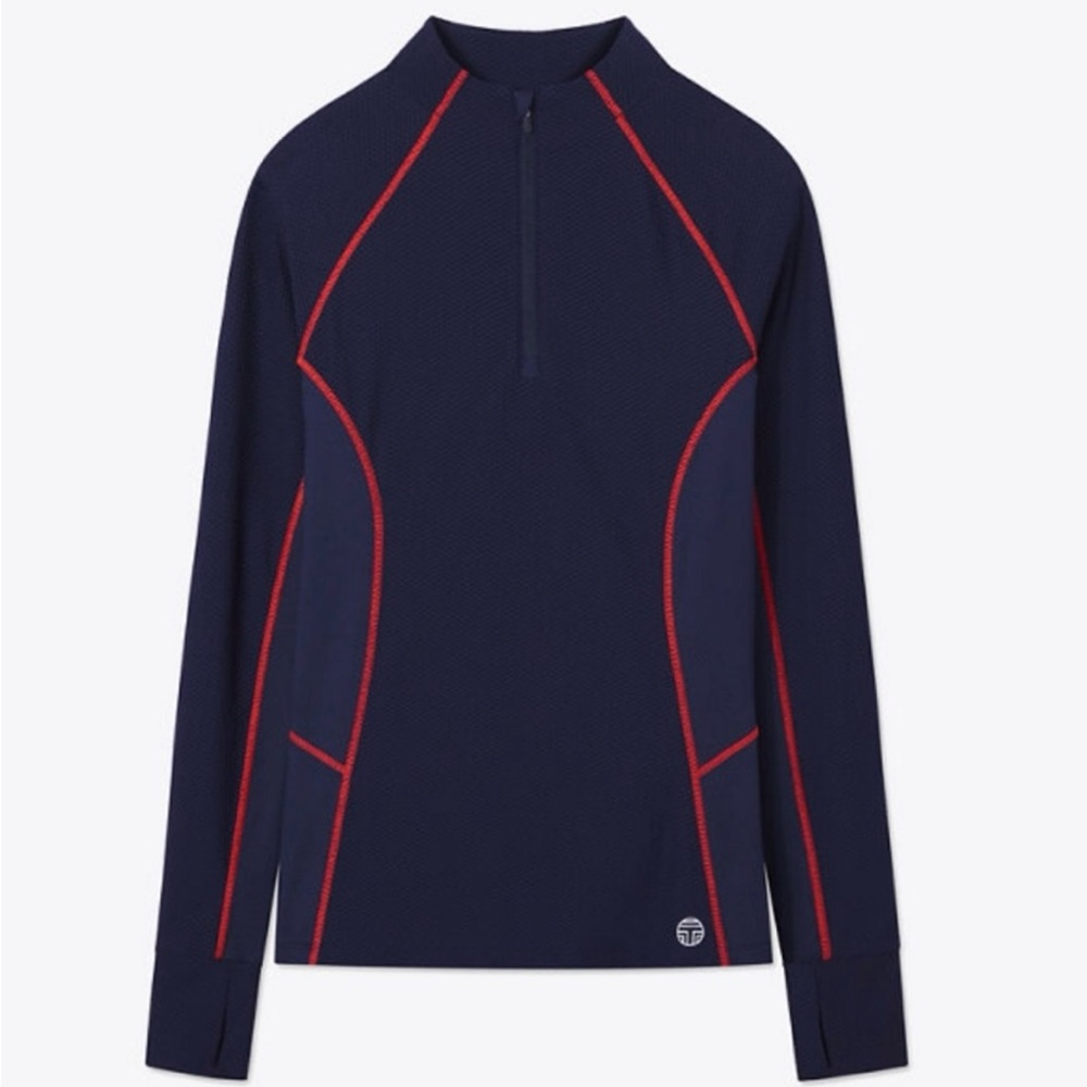Tory Burch Sports Mesh Long Sleeve Athletic Top